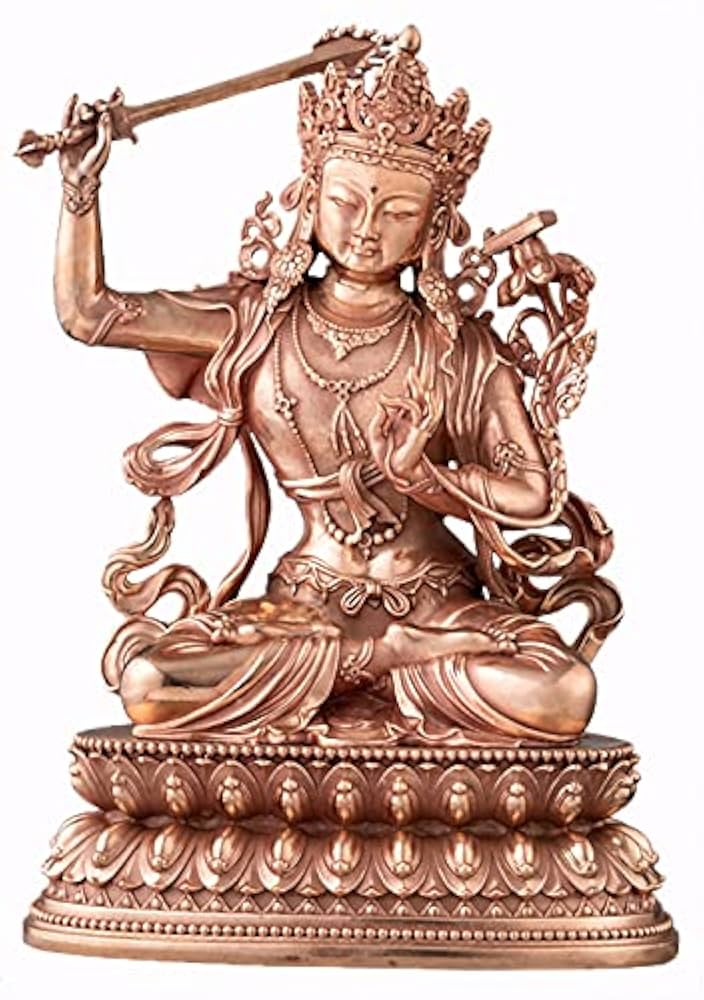 文殊菩薩　仏像 真鍮　マンジュシュリー　statue of Manjushri The Bodhisattva Monju (Manjushri) with Eight Topknots